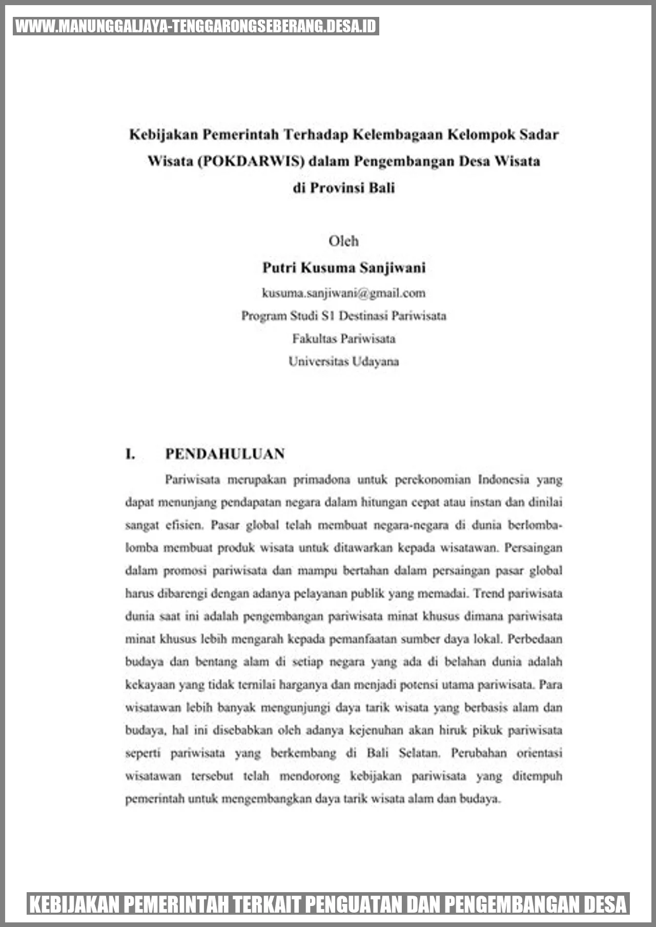 Kebijakan Pemerintah terkait Penguatan dan Pengembangan Desa